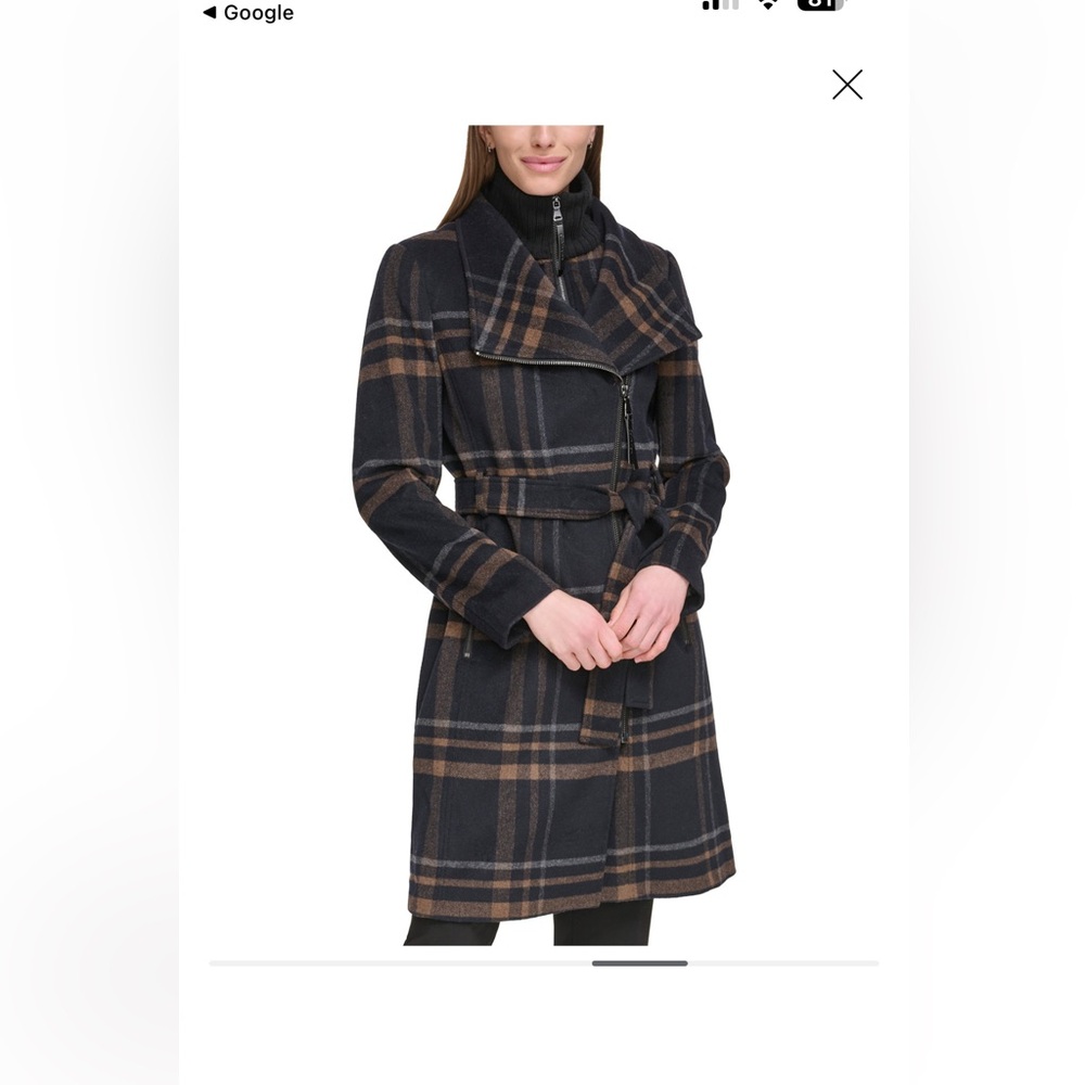 Calvin Klein black plaid coat